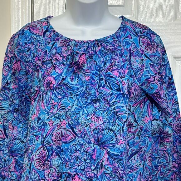 NWT Lilly Pulitzer Rilynn Long Sleeve Breakwater Blue Shells N Bells Top Size XS - Picture 5 of 12